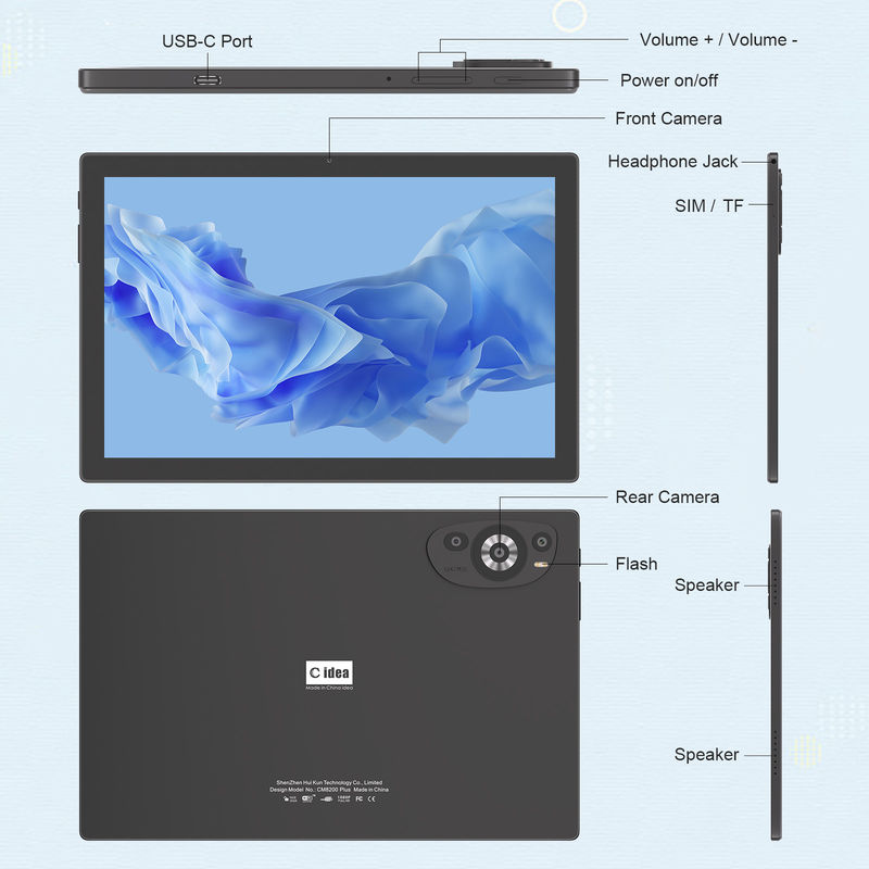 C Idea 10.1 اینچ تبلت 5G با پشتیبانی سیم کیبورد آموزشی Android Tablet PC M8200 Plus سیاه