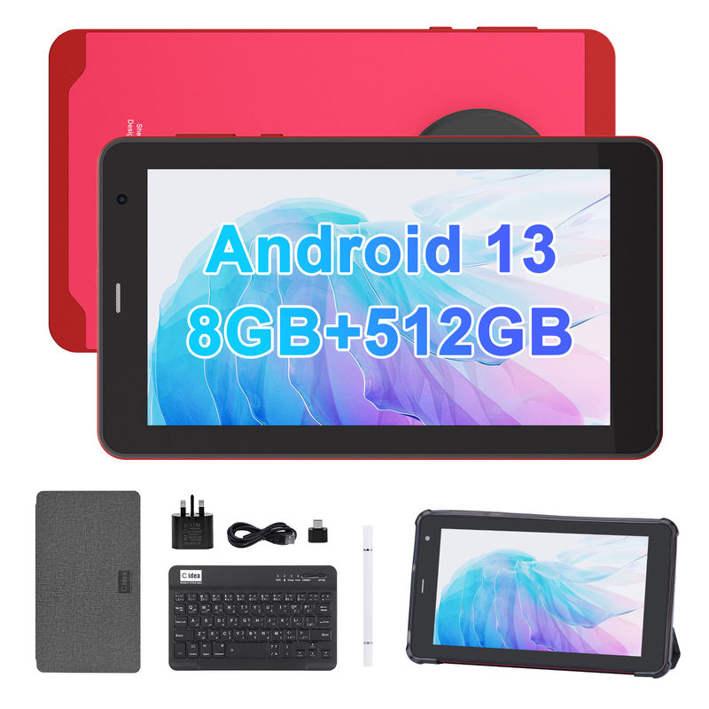 C Idea Android 13 تبلت با سیم کارت وای فای 7 اینچ صفحه لمسی تبلت CM518 پرو قرمز