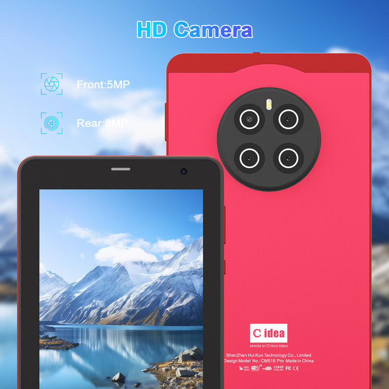 C Idea Android 13 تبلت با سیم کارت وای فای 7 اینچ صفحه لمسی تبلت CM518 پرو قرمز