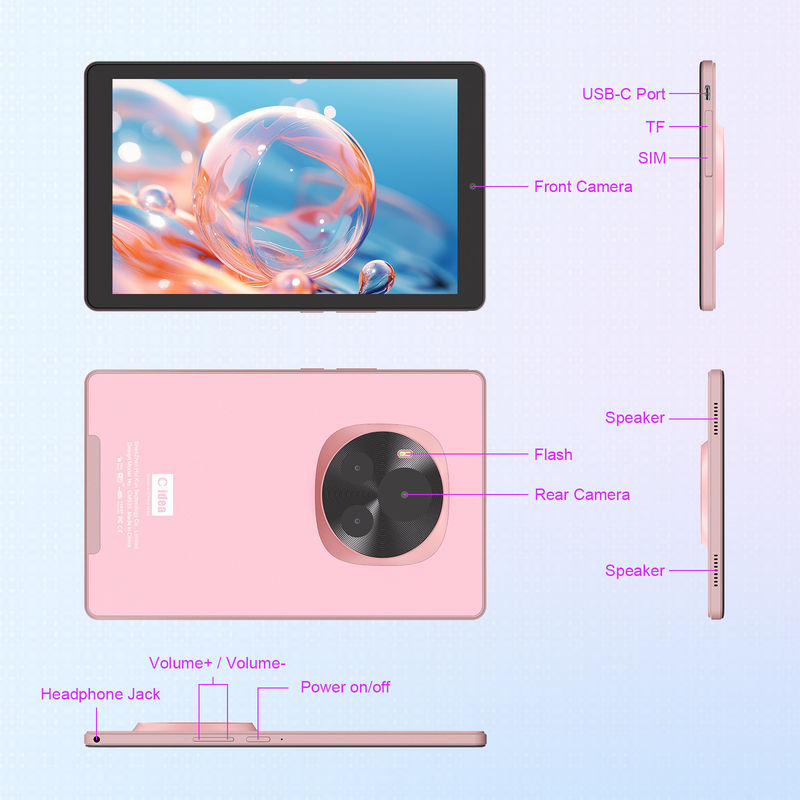 ایده C Android Tablet 5G SIM پشتیبانی 9 اینچ تبلت PC با کیس و قلم CM935 صورتی