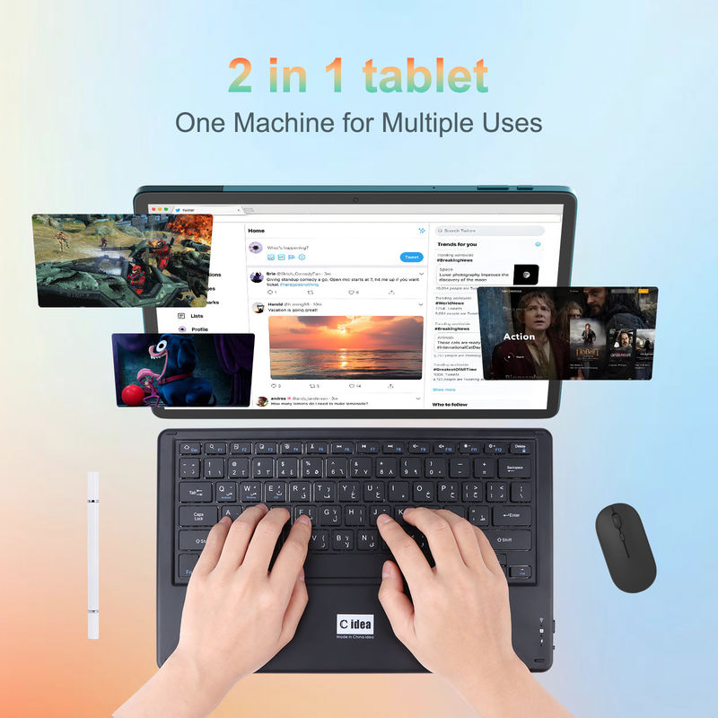 C Idea 14 Inch Tablet باتری بزرگ Smart Tablet PC با صفحه کلید و ماوس CM14000 به علاوه آبی