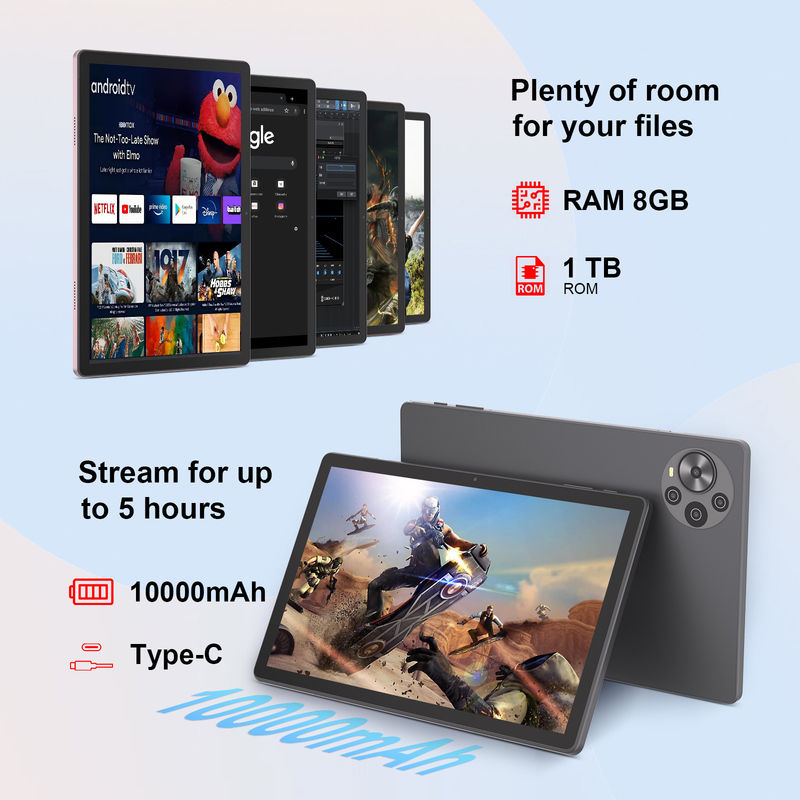 C Idea 10.5 Inch Tablet PC 2K Screen جدیدترین تبلت اندرویدی برای دانش آموزان Cm10500 Plus خاکستری