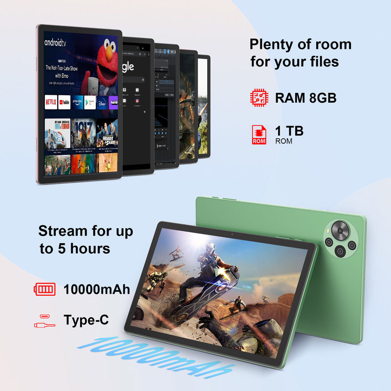 تبلت سی ایده جدیدترین 10.5 اینچی اندروید 14 با صفحه نمایش لمسی 2K، تبلت با سیم کارت CM10500 Plus سبز