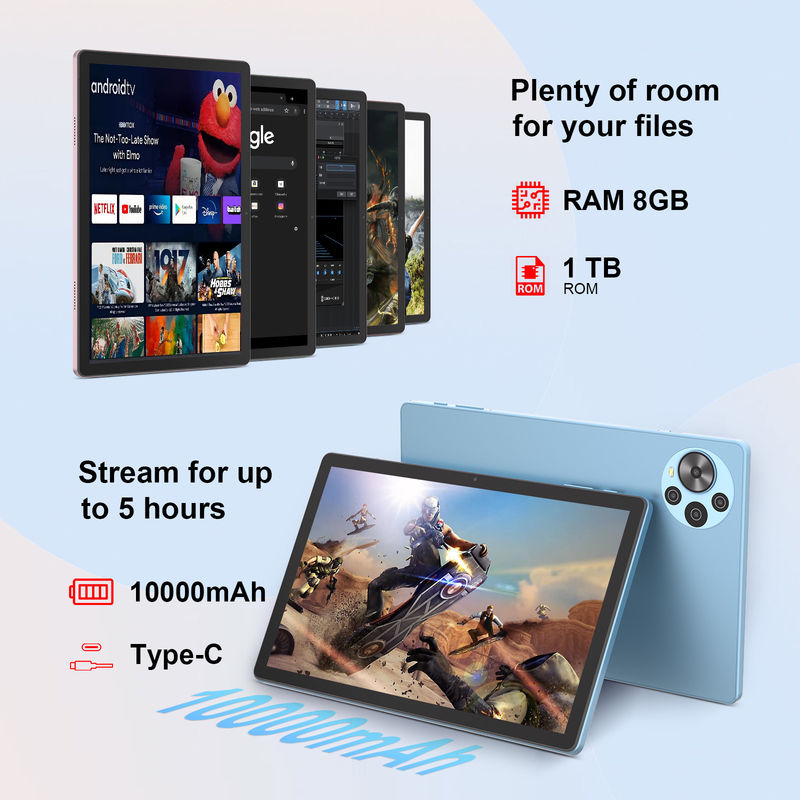تبلت اندروید 14 سی آیدیا 10.5 اینچی با صفحه نمایش 2K، تبلت هوشمند CM10500 Plus آبی
