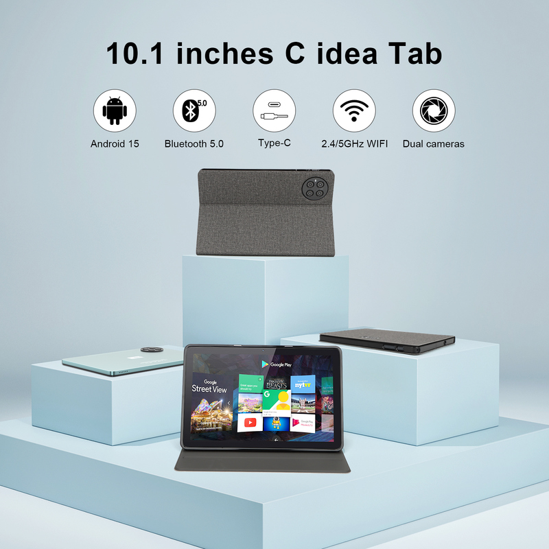 تبلت 10.1 اینچی C Idea با پردازنده MTK و وای فای، تبلت اندروید با پشتیبانی از 2 سیم کارت CM8800plus آبی