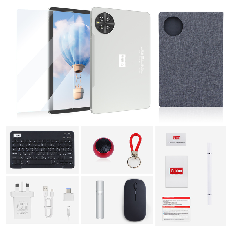 تبلت سیم‌کارت‌خور 10.1 اینچی اندروید با وای‌فای و قلم CM8800plus نقره‌ای