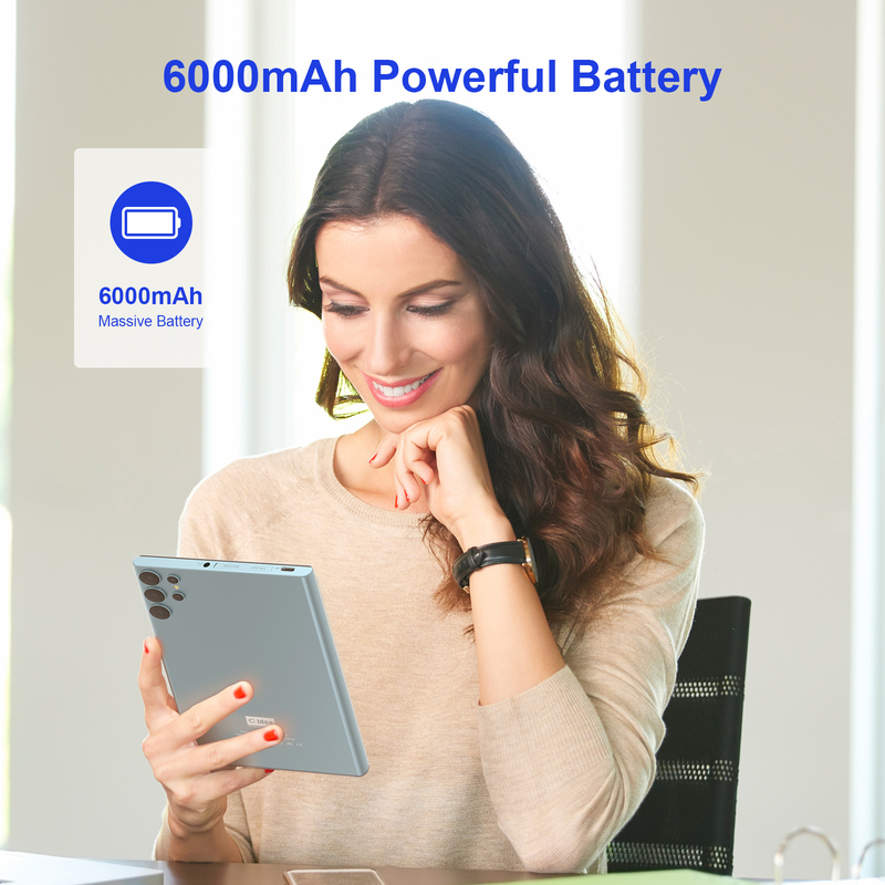 ایده C 7 اینچ تبلت وای فای با کیس 8 + 256GB ذخیره سازی پردازنده چهار هسته ای 600x1024 IPS صفحه لمسی CM524 آبی