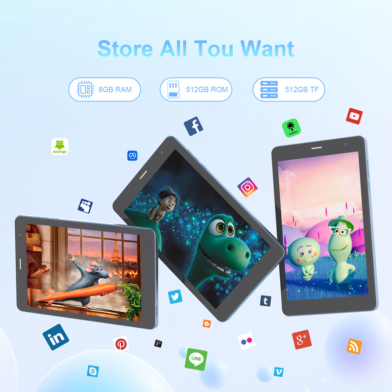 ایده C 8 اینچ تبلت وای فای با 8 + 512GB ذخیره سازی پردازنده چهار هسته ای 800x1280 IPS صفحه لمسی آبی CM817 پرو