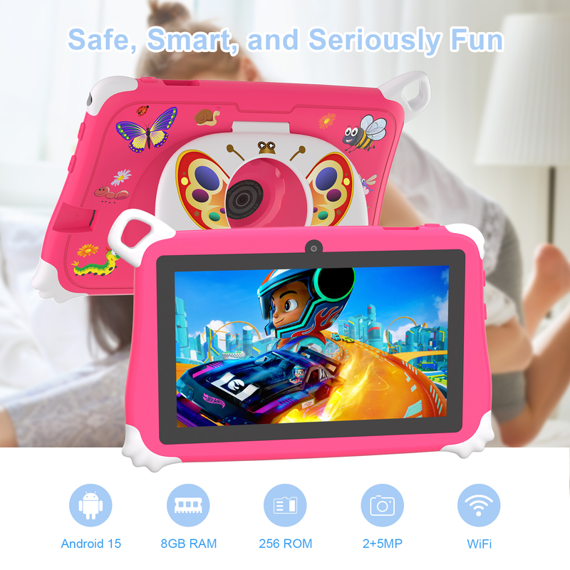C Idea اندروید 15 تبلت کودک 8+256GB تبلت آموزشی Kidspad با نرم افزار دوستانه CM86 صورتی
