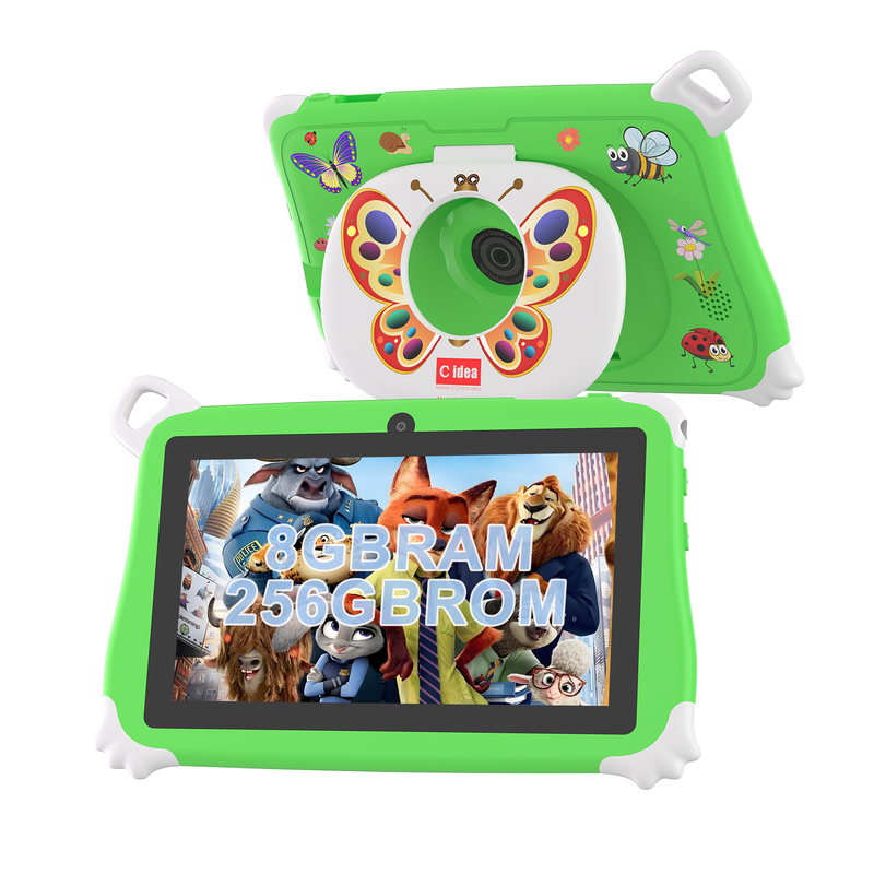 تبلت کودکانه C Idea Android 15 با حافظه 256 گیگابایت + 8 گیگابایت رم، تبلت آموزشی Kidspad با اپلیکیشن دوستانه CM86 سبز