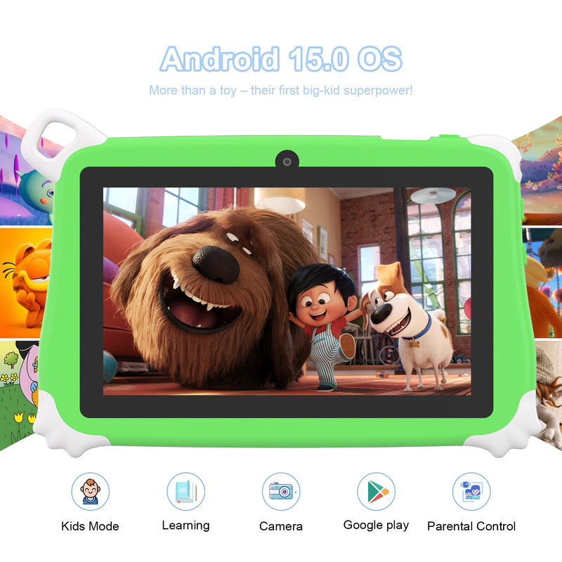 تبلت کودکانه C Idea Android 15 با حافظه 256 گیگابایت + 8 گیگابایت رم، تبلت آموزشی Kidspad با اپلیکیشن دوستانه CM86 سبز