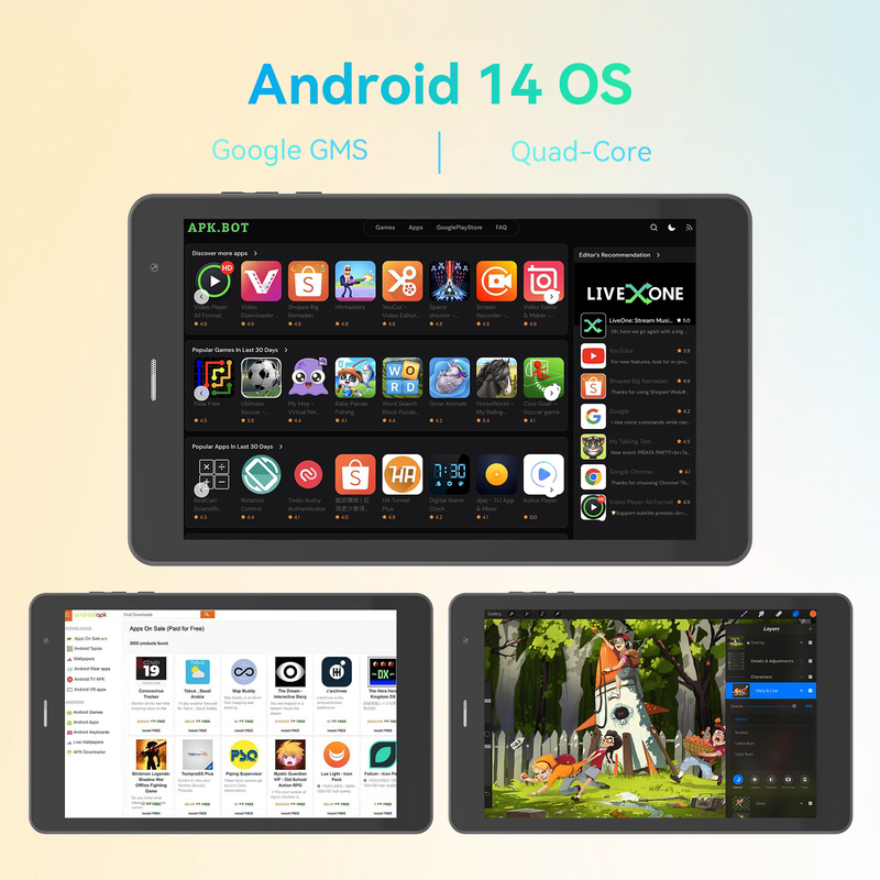 تبلت 8 اینچی C idea Youth با اندروید 15، صفحه نمایش با نور سیاه، وای فای، 8 گیگابایت رم + 512 گیگابایت حافظه داخلی، 800*1280 IPS incell CM828