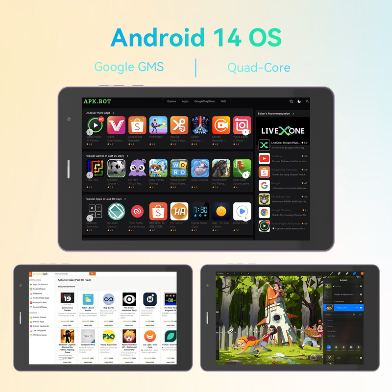 تبلت 8 اینچی C idea Youth بنفش اندروید 15 با اسلات کارت tf، وای فای، 8 گیگابایت + 512 گیگابایت، 800*1280 IPS incell CM828