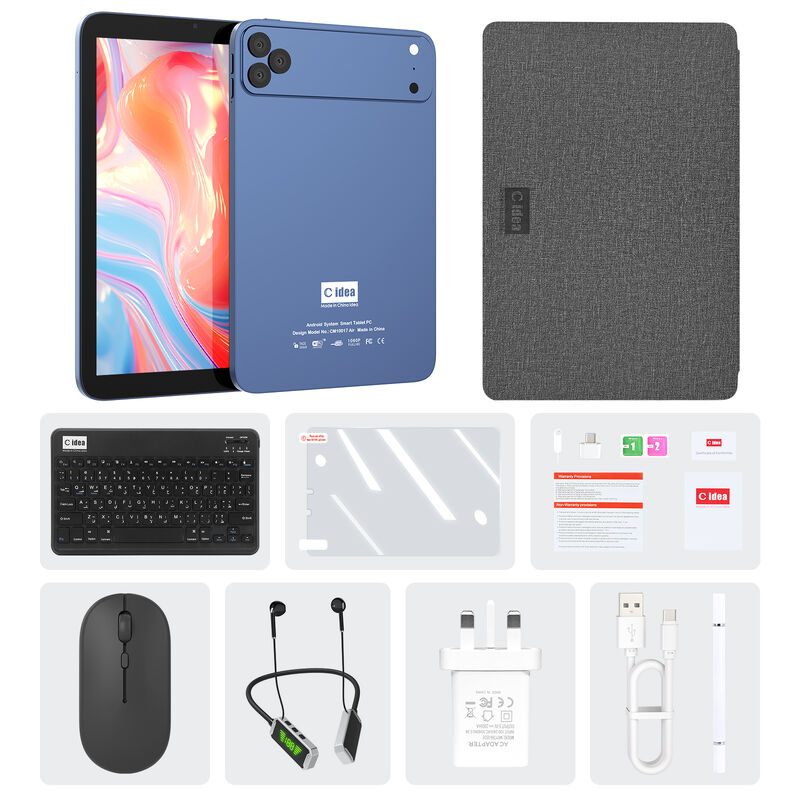 ایده C 10.1 اینچ اندروید وای فای صفحه لمسی آبی تبلت PC با صفحه کلید 5G چهار هسته ای CM10017Air