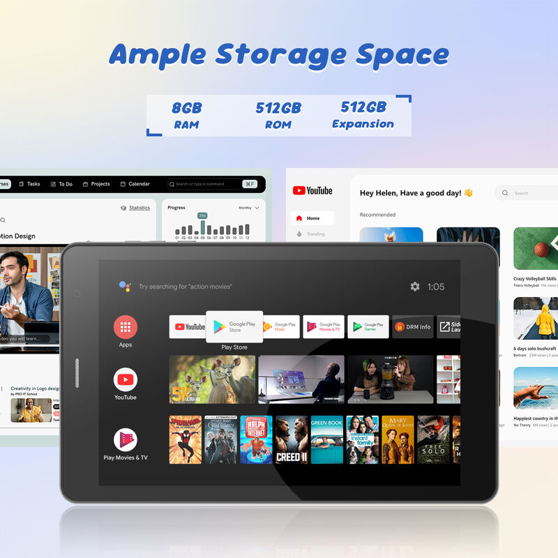 C idea 7 inch Wifi Tablet with Case 8+256GB Storage Quad Core Processor 600x1024 IPS Touchscreen CM517 air