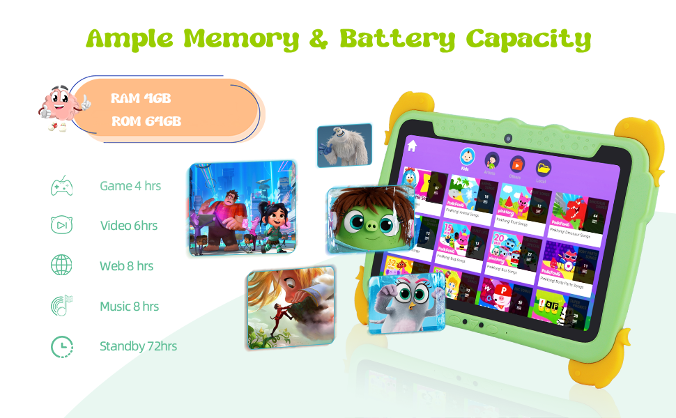 C idea Kids Tab 10.1inch Android 13 Tablet برای کودکان 4GB RAM 64GB ROM حفاظت از چشم صفحه لمسی برای کودکان 3-8 ساله