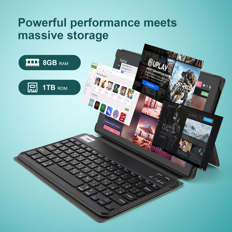 C Idea 10.1 اینچ تبلت PC دو دوربین Wi-Fi HD رزولوشن صفحه نمایش ظرفیت 8GB RAM 1TB ROM سرگرمی و استفاده تجاری (سیاه)